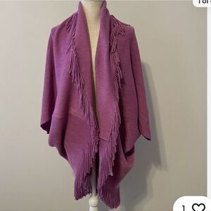 Layers by Lizden OS or M/L soft lavender/ purple open sweater, shrug, fringe